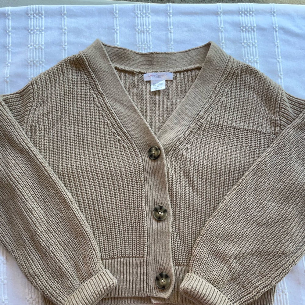 Elegant Tan Button-Up Cardigan